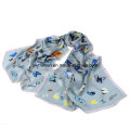 Lady 100% Pure Silk Butterfly Printed Long Scarf